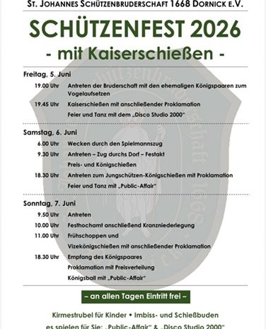 Schützenfest 2026 mit Kaiserschießen